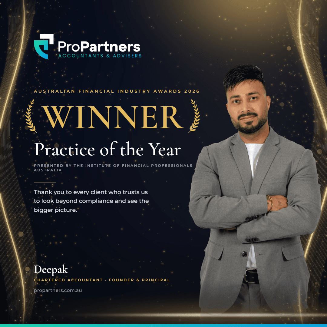 Deepak, Founder of ProPartners – Winner, Practice of the Year 2026, Australian Financial Industry Awards